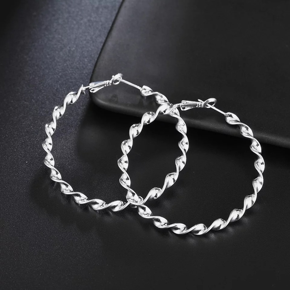 NewStyle 925 Sterling Silver Earrings Twisted Line - Picture 4 of 6